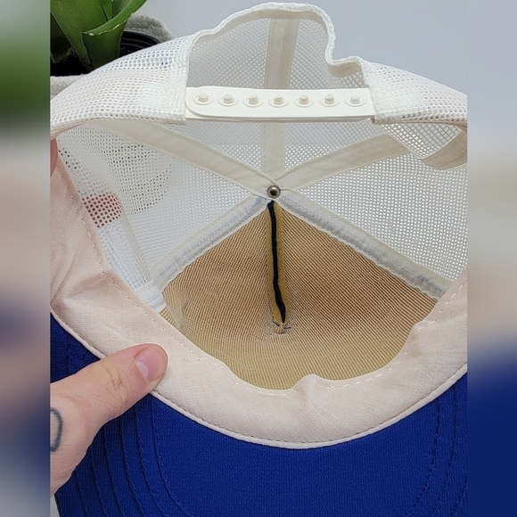 vintage 90s | white blue retro adjustable trucker snapback hat | unisex - Picture 8 of 9